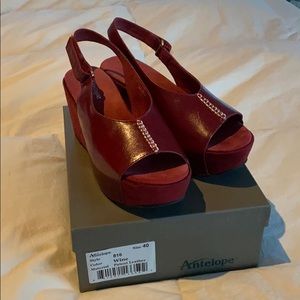 Antelope Wine Platform Wedge Heels, size 40